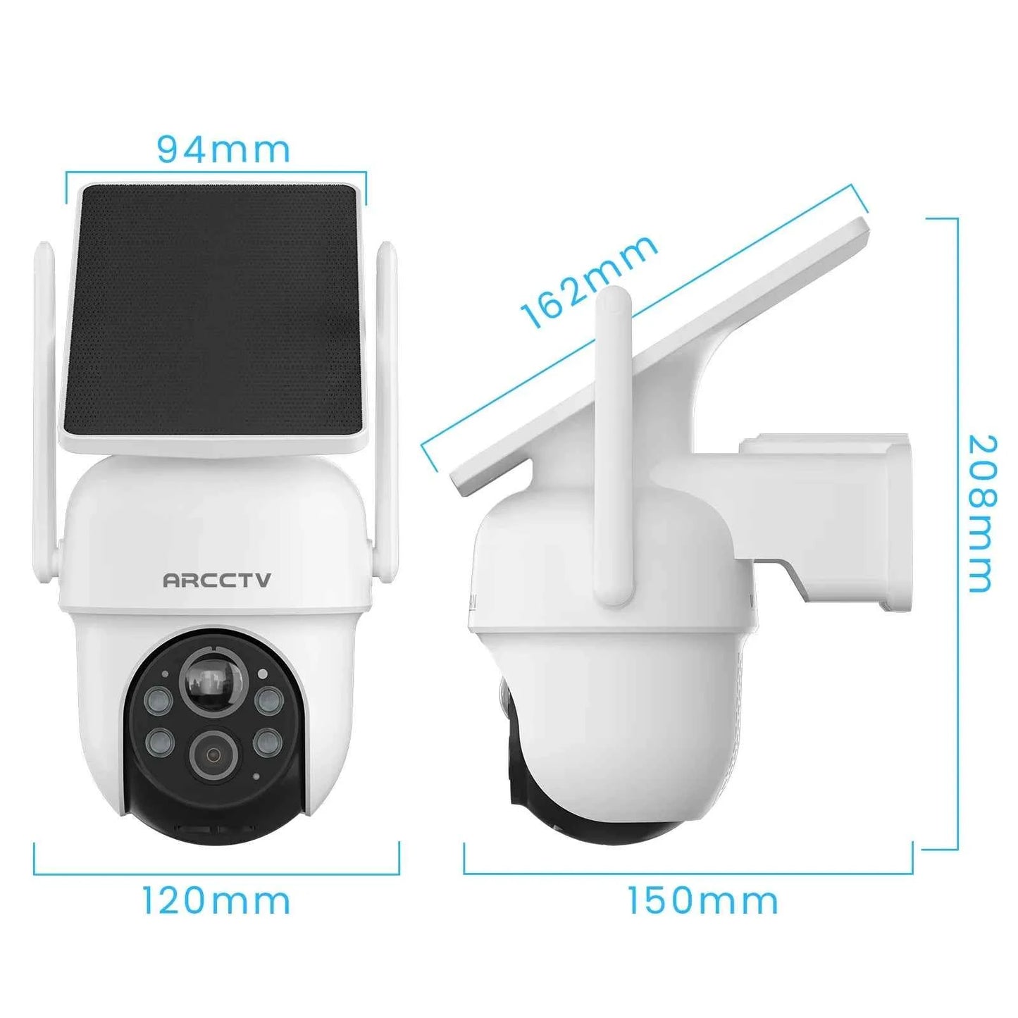 ARCCTV 4MP Wifi Solar Camera Kit Outdoor Wireless Security Surveillance Camera Set Siren Alarm Humanoid Detection Two Way Audio - Limetastore