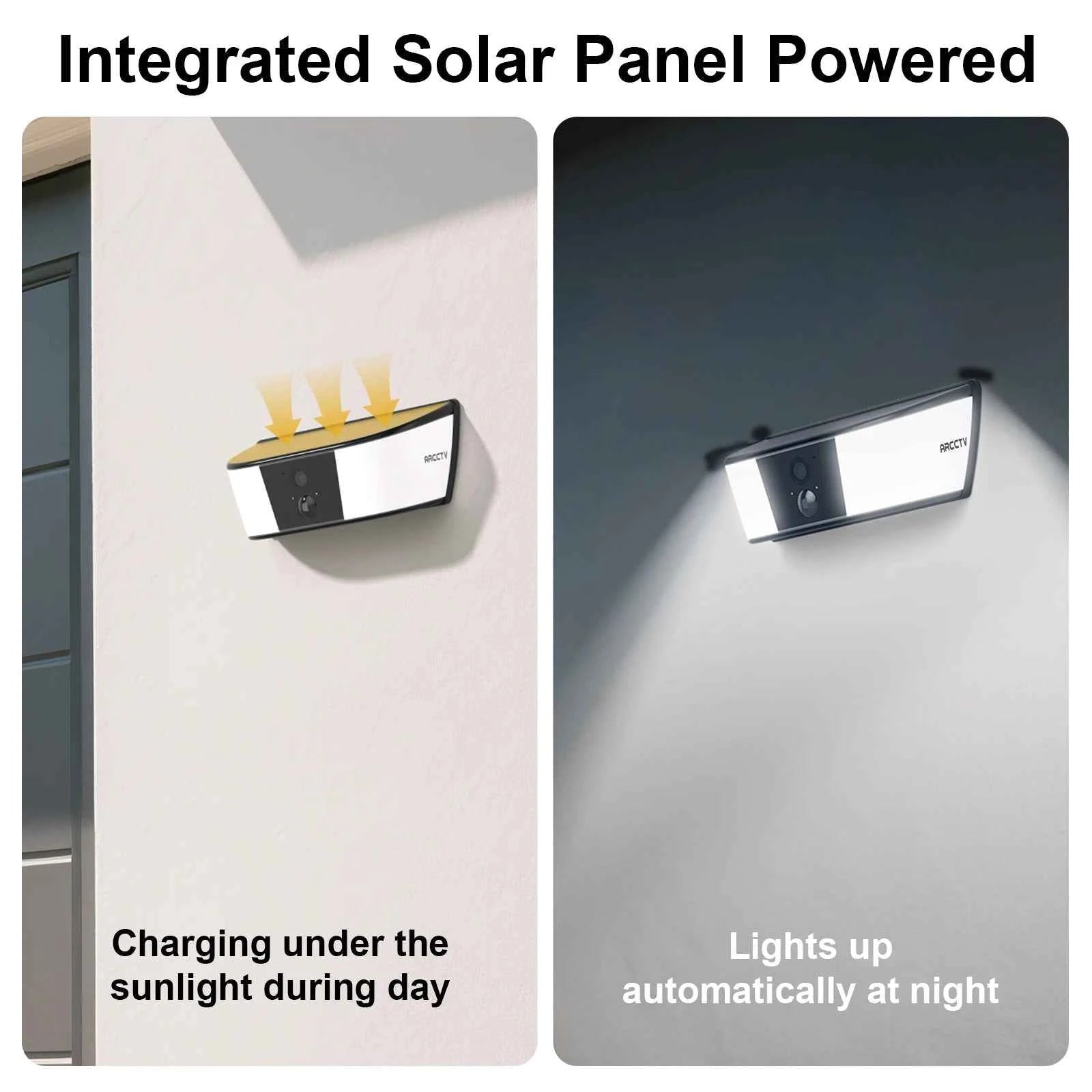 ARCCTV 4MP Solar WiFi Camera Security Outdoor Wireless Floodlight Camera Humanoid Detection Alarm Surveillance HD Two Way Audio - Limetastore