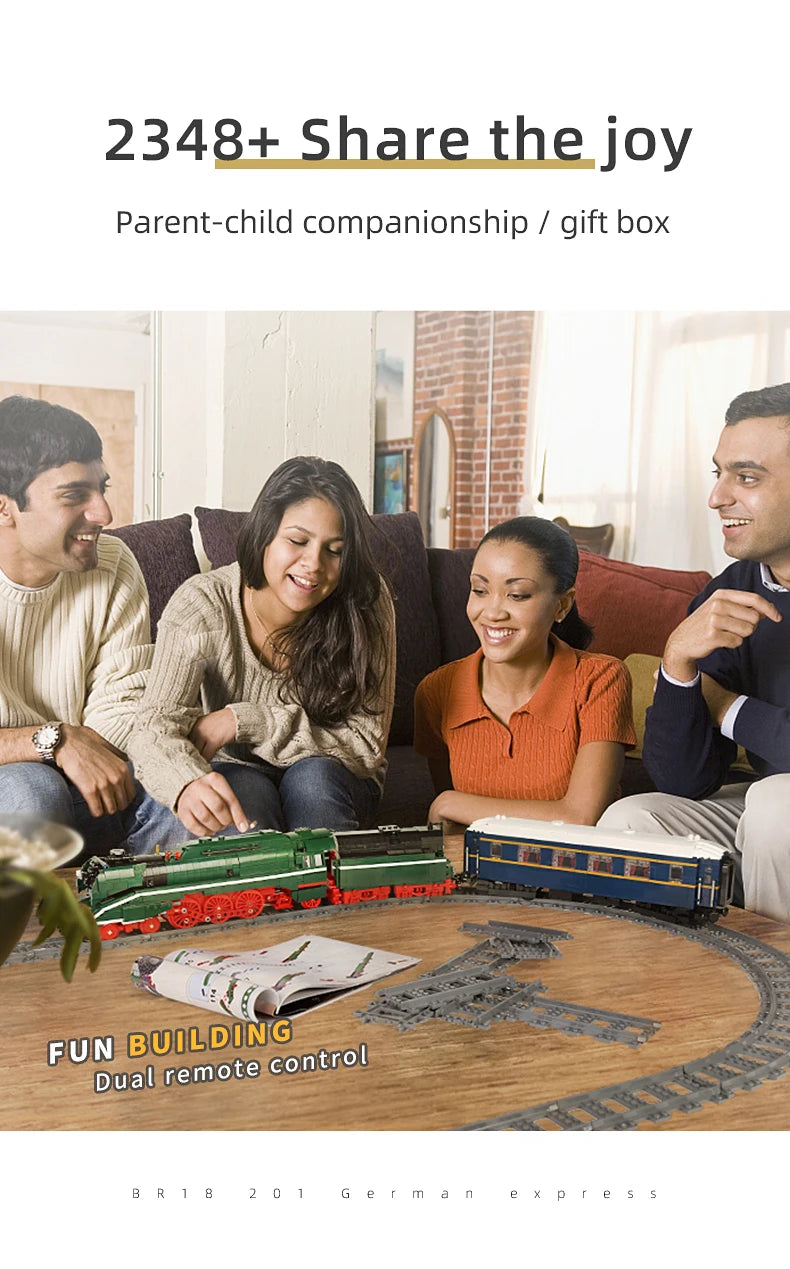 Mould King 12007 Remote Control BR18 201 German Express Train | Motorized Steam Locomotive Building Set - Limetastore