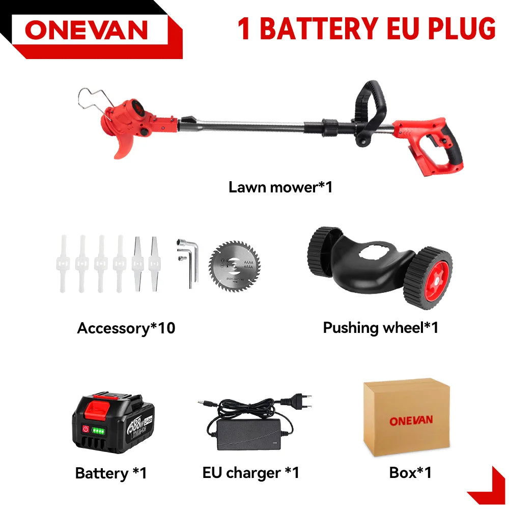 ONEVAN 20,000 RPM Cordless Grass Trimmer | Adjustable Foldable Telescopic Lawn Mower for 21V/18V Battery