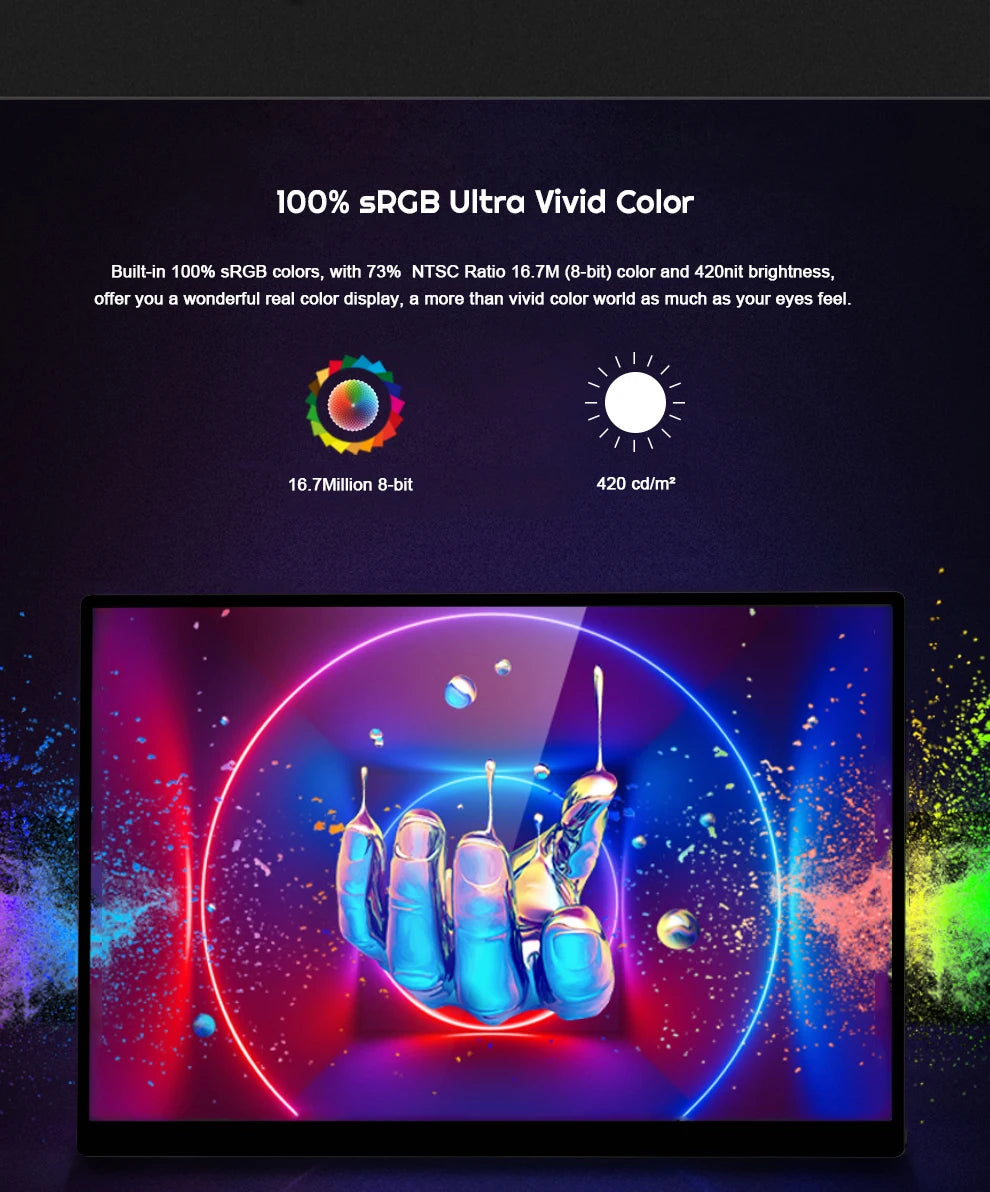 ZEUSLAP 10.5" Portable Touch Monitor | 1920×1280 FHD, 100% sRGB, IPS, Type‑C & HDMI