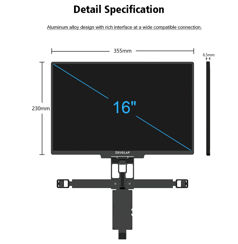 ZEUSLAP 2.5K QHD Portable Stacked Monitor | Kickstand, Travel Display