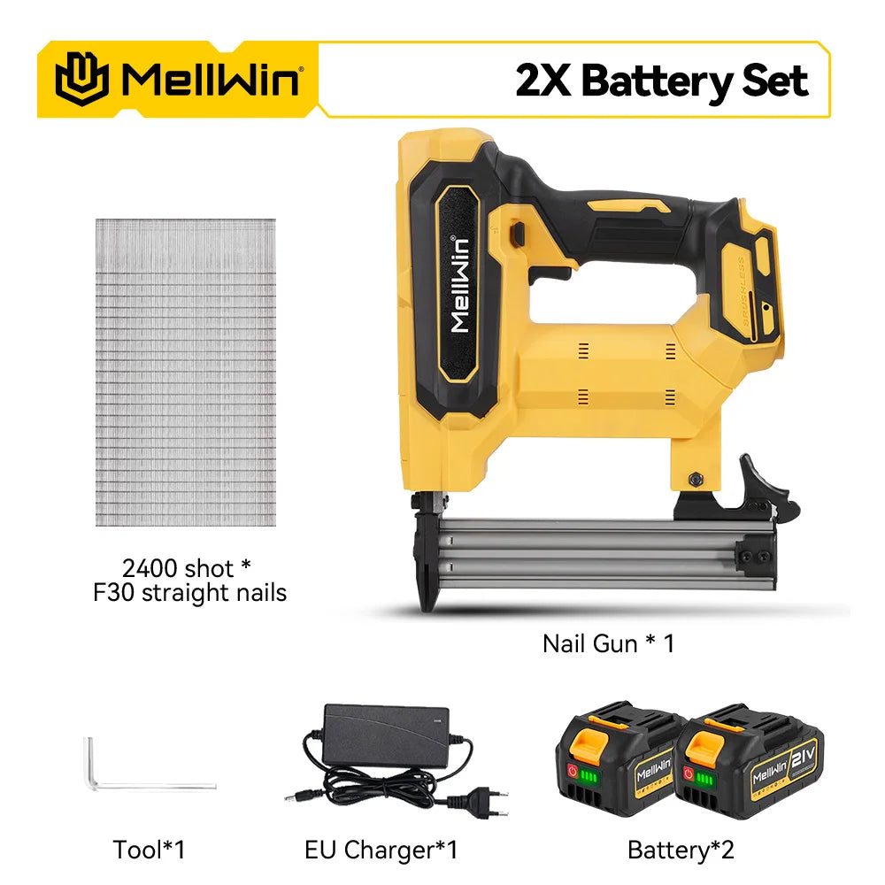 MELLWIN Cordless Electric Nail Gun 2 Mode Wireless Stapler Woodworking Framing Staple Gun Tools F30 For Makita 18V Battery Pin - Limetastore