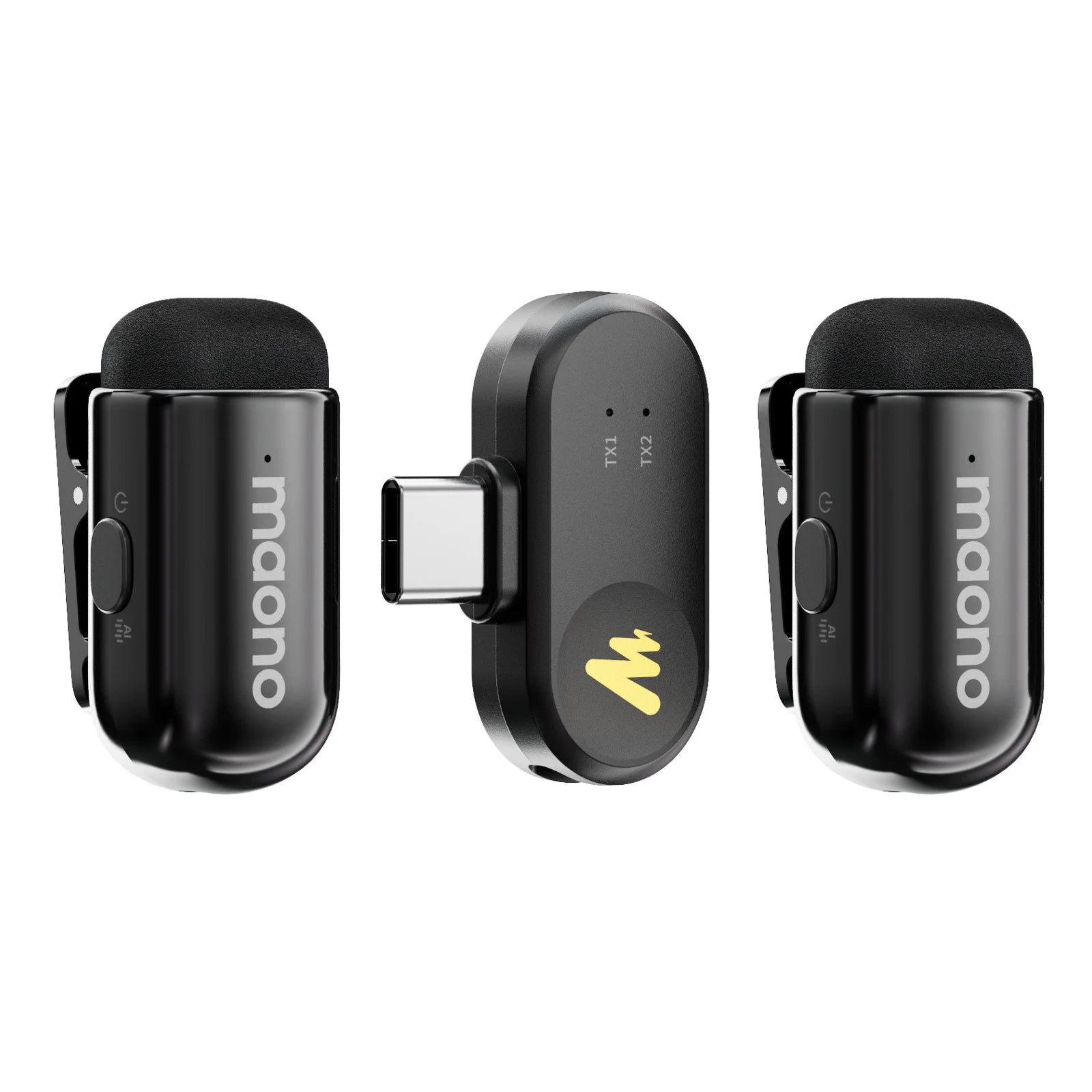 Maono T1 mini – Wireless AI Noise‑Cancelling Clip‑On Microphone | Auto‑Clipping & App Control for Professional Phone Video Recording