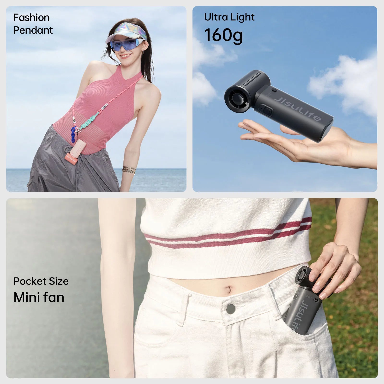 JISULIFE Handheld Turbo Fan – Super Strong Wind Airflow, 5000mAh Battery