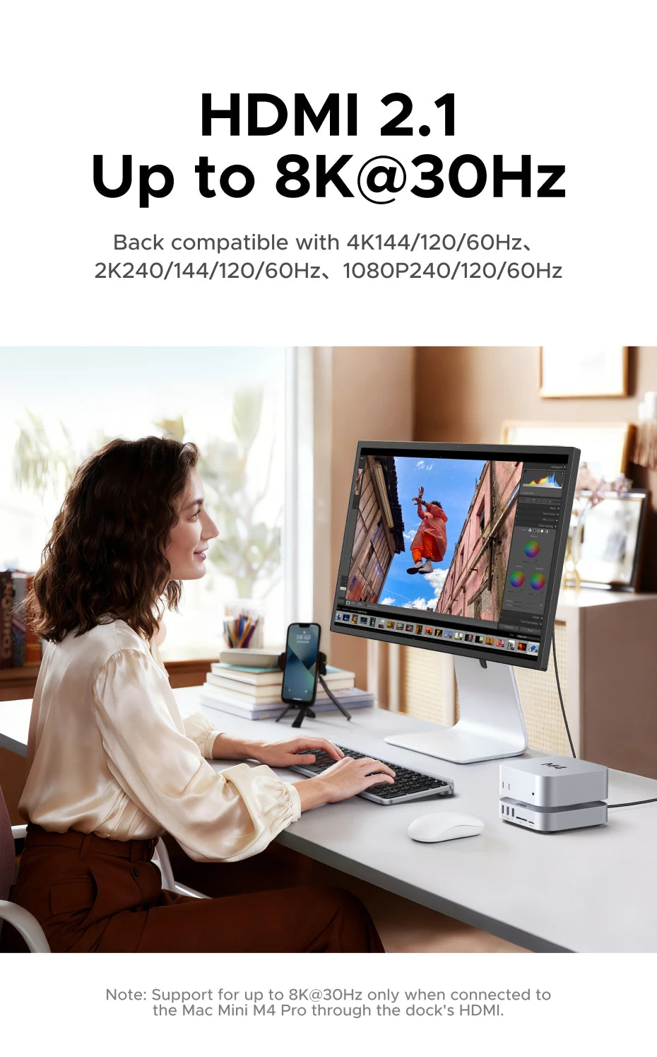 UGREEN 40Gbps Mac Mini M4 Docking Station with Dual USB‑C, M.2 NVMe SSD Enclosure