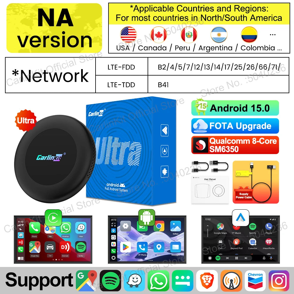 CarlinKit Android 15 Ultra2 8+128GB Wireless CarPlay AI Box
