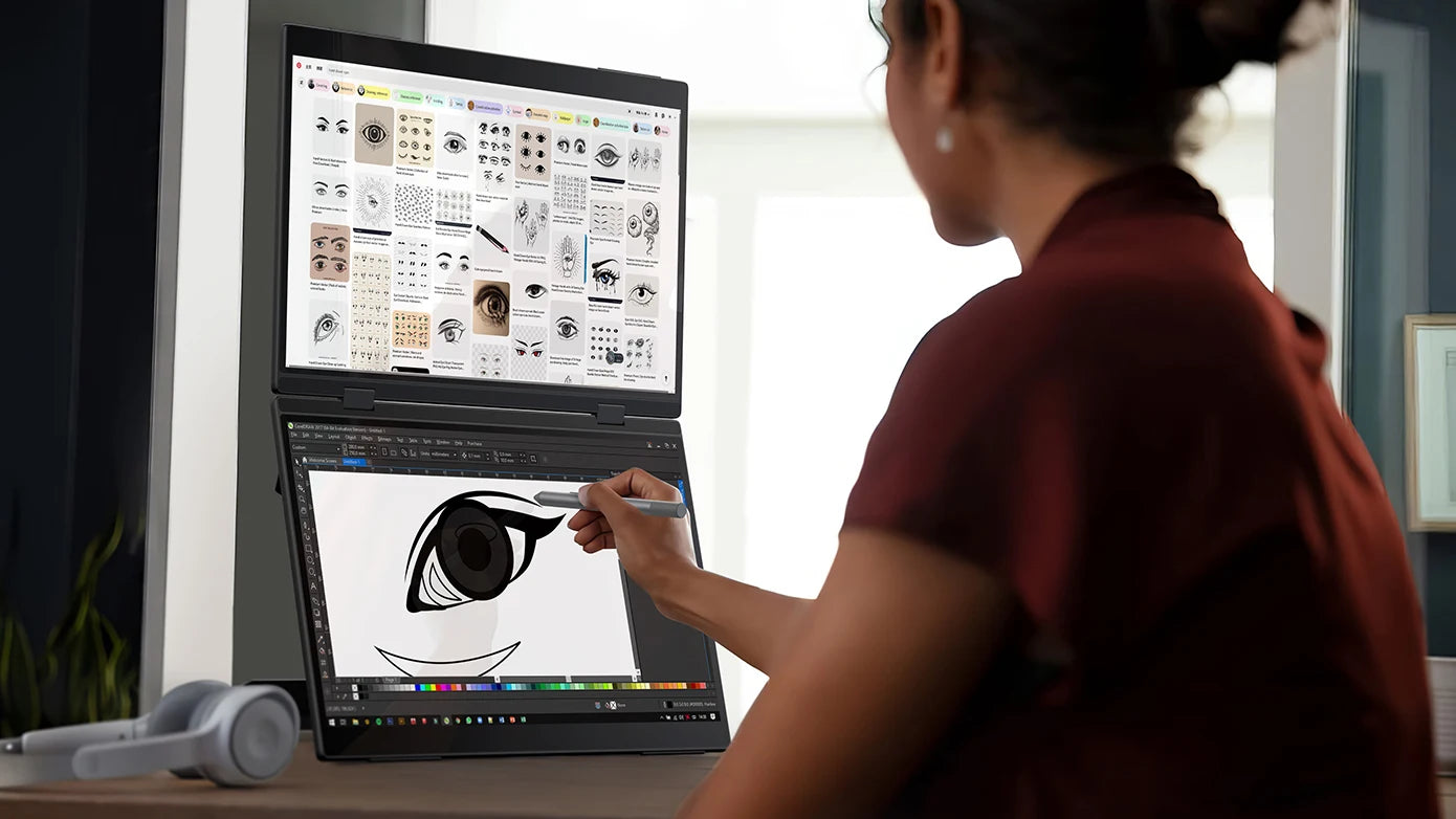 UPERFECT Delta Pro Touch 16" 2.5K 1600P Dual Touch Monitor with Touch Pen - Foldable Travel Display for Laptop, PC, Mac, and Windows via USB-C and HDMI - Limetastore