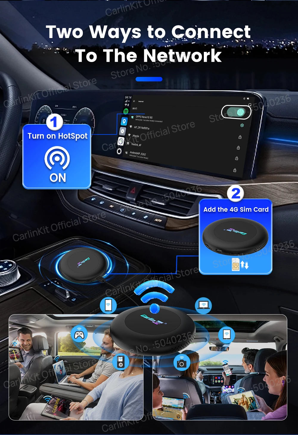 CarlinKit Android 15 SM6350 8+128GB Wireless CarPlay AI Box