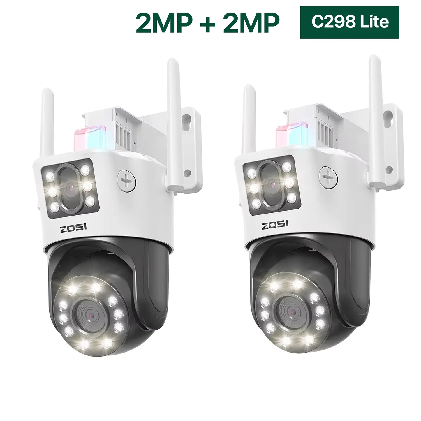 ZOSI C298 Max 4K 8MP Dual‑Lens PTZ Security Camera – 2×4MP Wide‑Angle Outdoor WiFi/Wired Surveillance Cam
