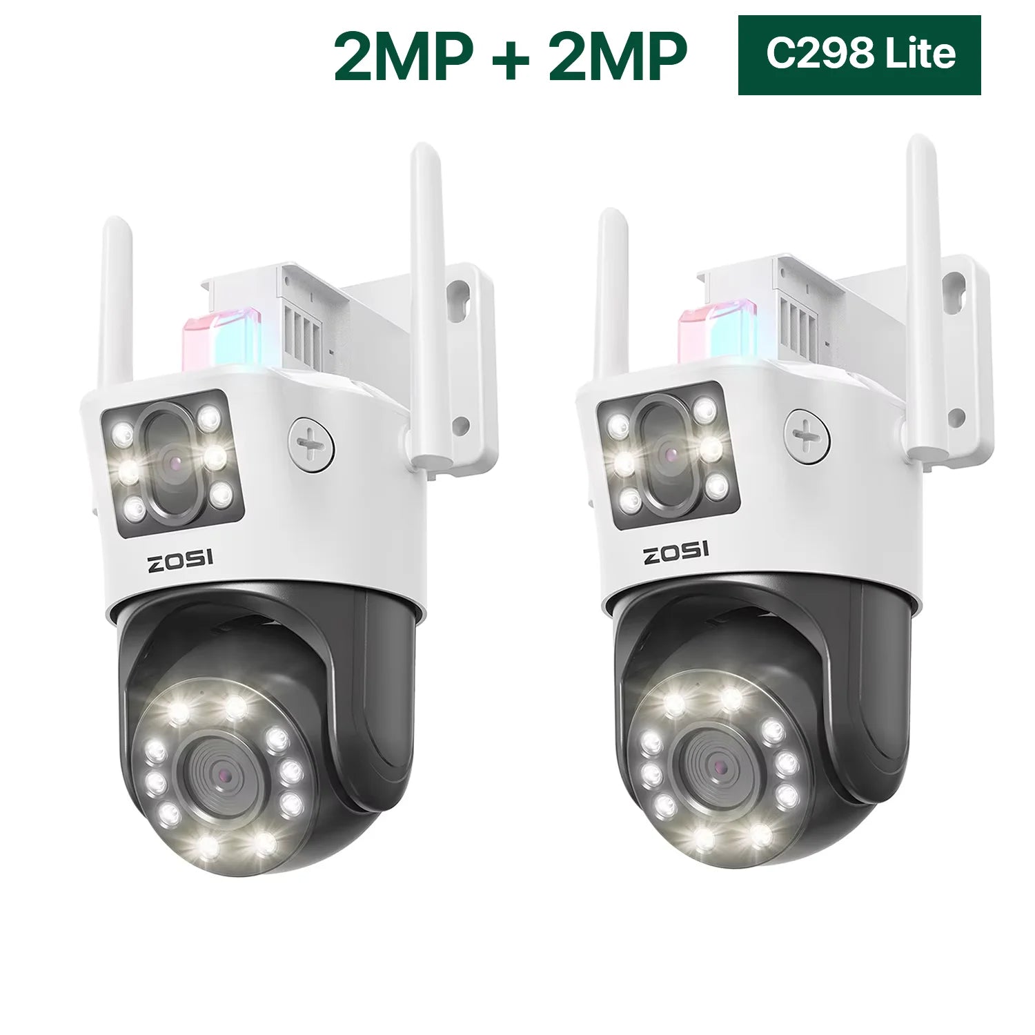 ZOSI C298 Max 4K 8MP Dual‑Lens PTZ Security Camera – 2×4MP Wide‑Angle Outdoor WiFi/Wired Surveillance Cam