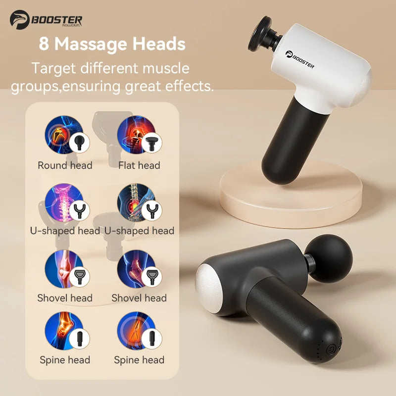 Booster V3 – Mini Electric Massage Gun | 6‑Speed Percussion Massager, Hot Compress, Portable Deep