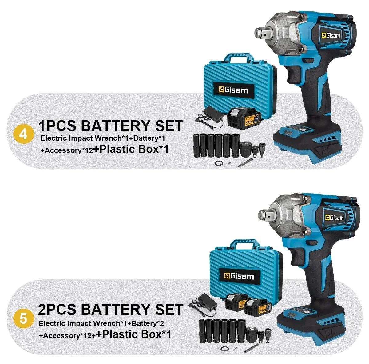 Gisam 1200N.m Brushless Impact Wrench 1/2"