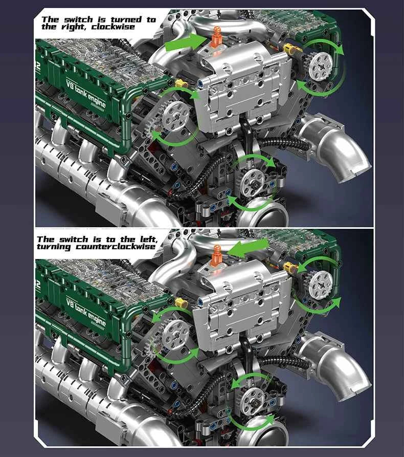 Mould King 10182 Motorized V8 Tank Engine Building Set | Military Technical Toy - Limetastore