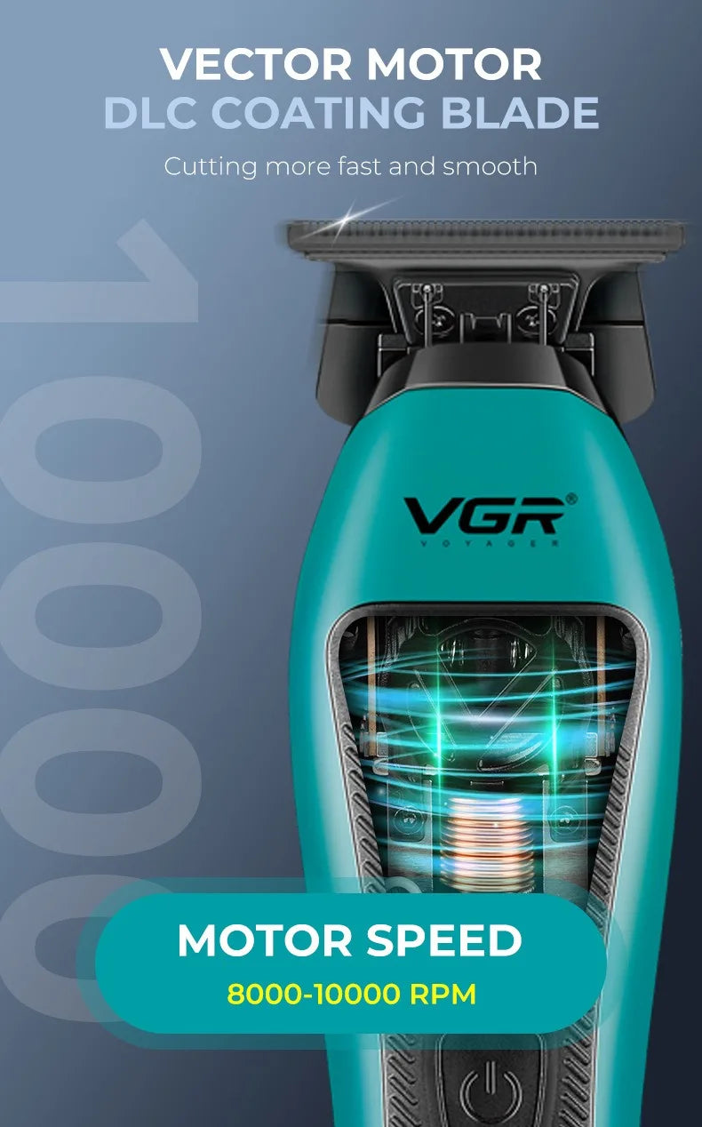VGR Hair Trimmer Professional Hair Cutting Machine Cordless Barber Clipper Vector Motor Haircut Electric Trimmer for Men V-035C