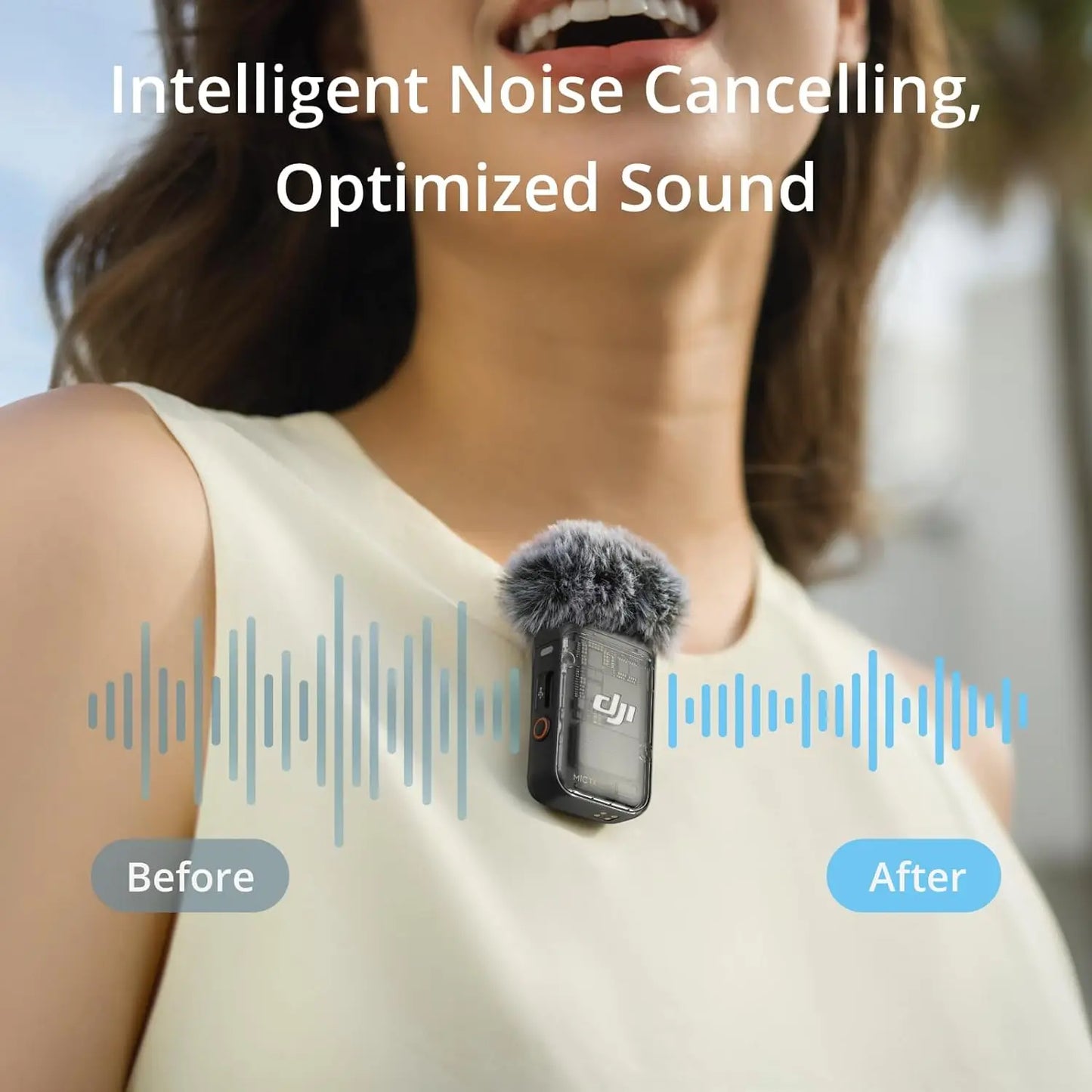DJI Mic 2 – Wireless Microphone with Intelligent Noise Cancelling, 32‑Bit Float Internal Recording & 250m