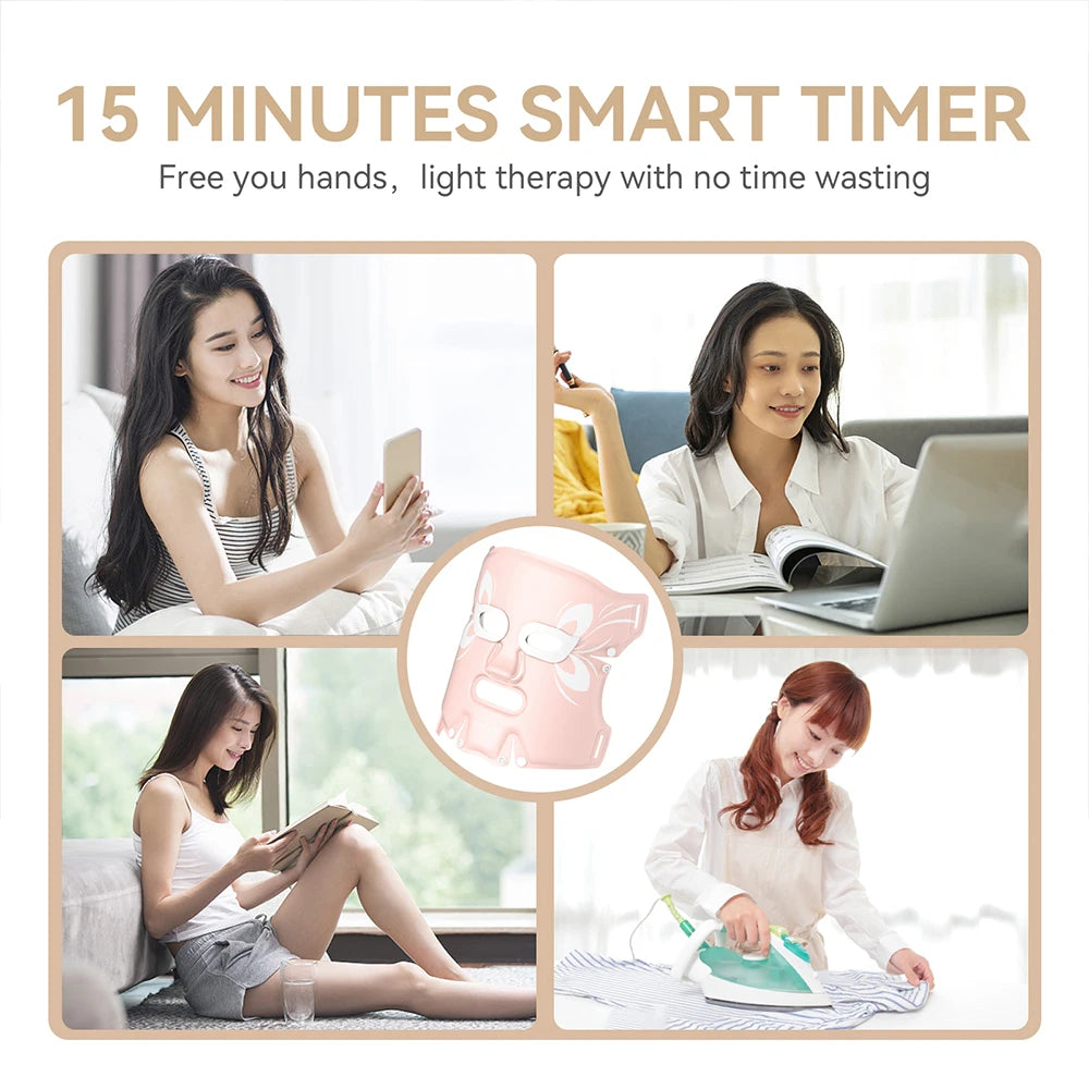 ANLAN LED Facial Mask - 5 Color Silicone Waterproof Thermotherapy for Anti-Aging, Skin Rejuvenation, and Brightening - Limetastore