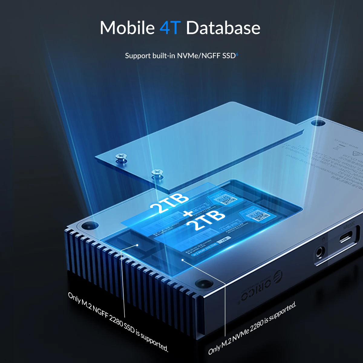 ORICO Thunderbolt 3 M.2 NVMe/NGFF SSD Enclosure Docking Station with 40Gbps USB‑C