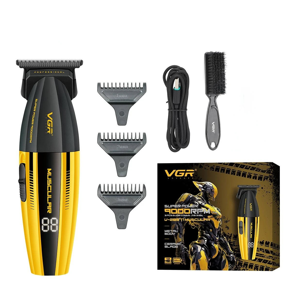 VGR Hair Trimmer Professional Hair Cutting Machine Cordless Hair Clippers Adjustable Barber Rechargeable Trimmer for Men V-285