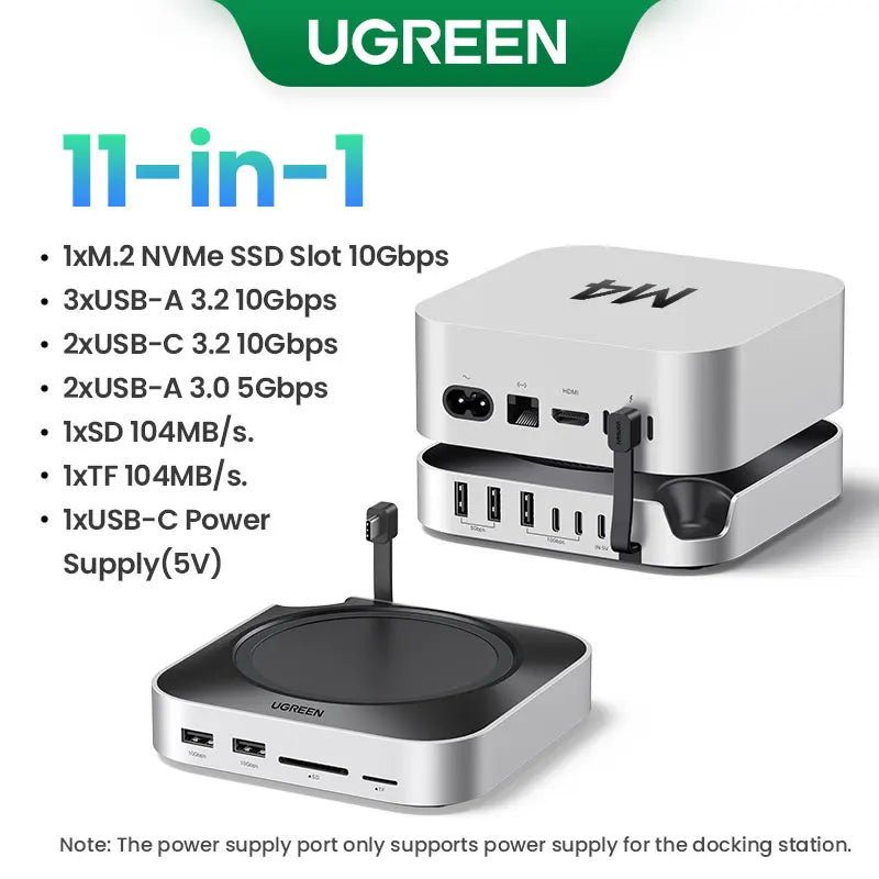 UGREEN USB‑C Docking Station for Mac Mini M4/M4 Pro with M.2 NVMe SSD Enclosure