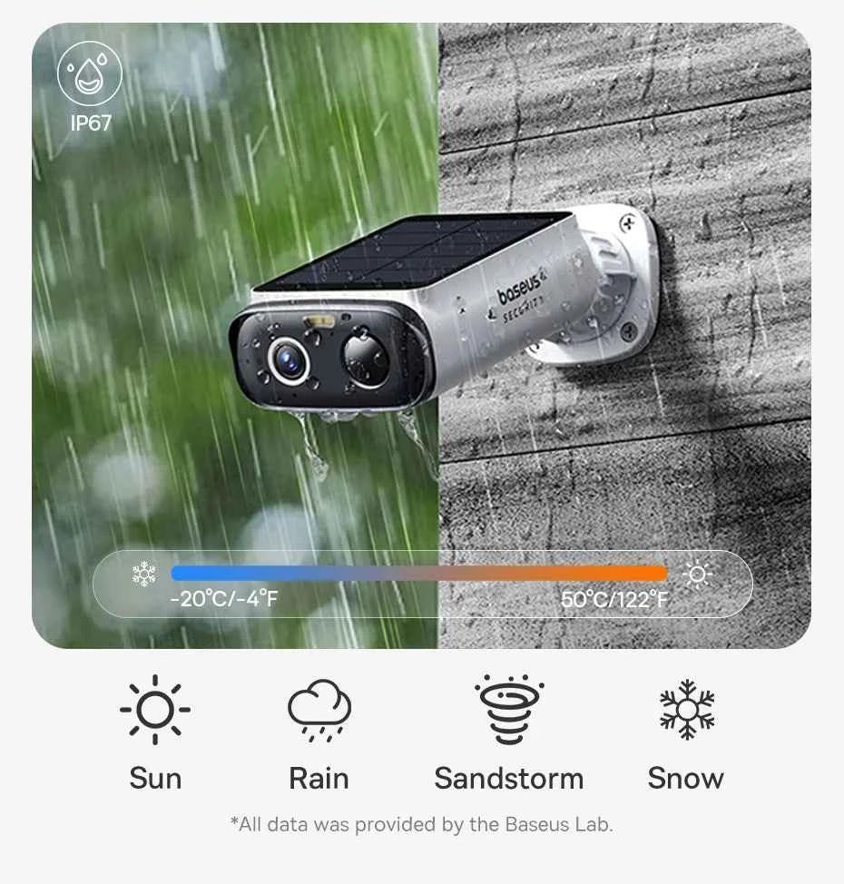 Baseus Security S1 Lite Wireless Outdoor Camera 4-Cam Solar Security Camera 2K Clarity With Power 135°FOV IP67 512GB Wifi Camera - Limetastore
