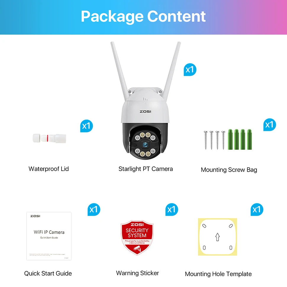 ZOSI 2K 3MP Pan/Tilt Outdoor WiFi PTZ Camera – Add‑On Camera for ZOSI NVR Systems