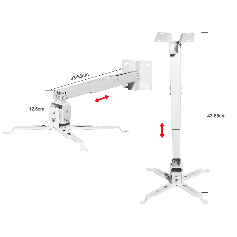 Univerzalni nastavljiv nosilec za projektor – 65cm / 100cm / 120cm teleskopski stropni in stenski obešalnik za ThundeaL
