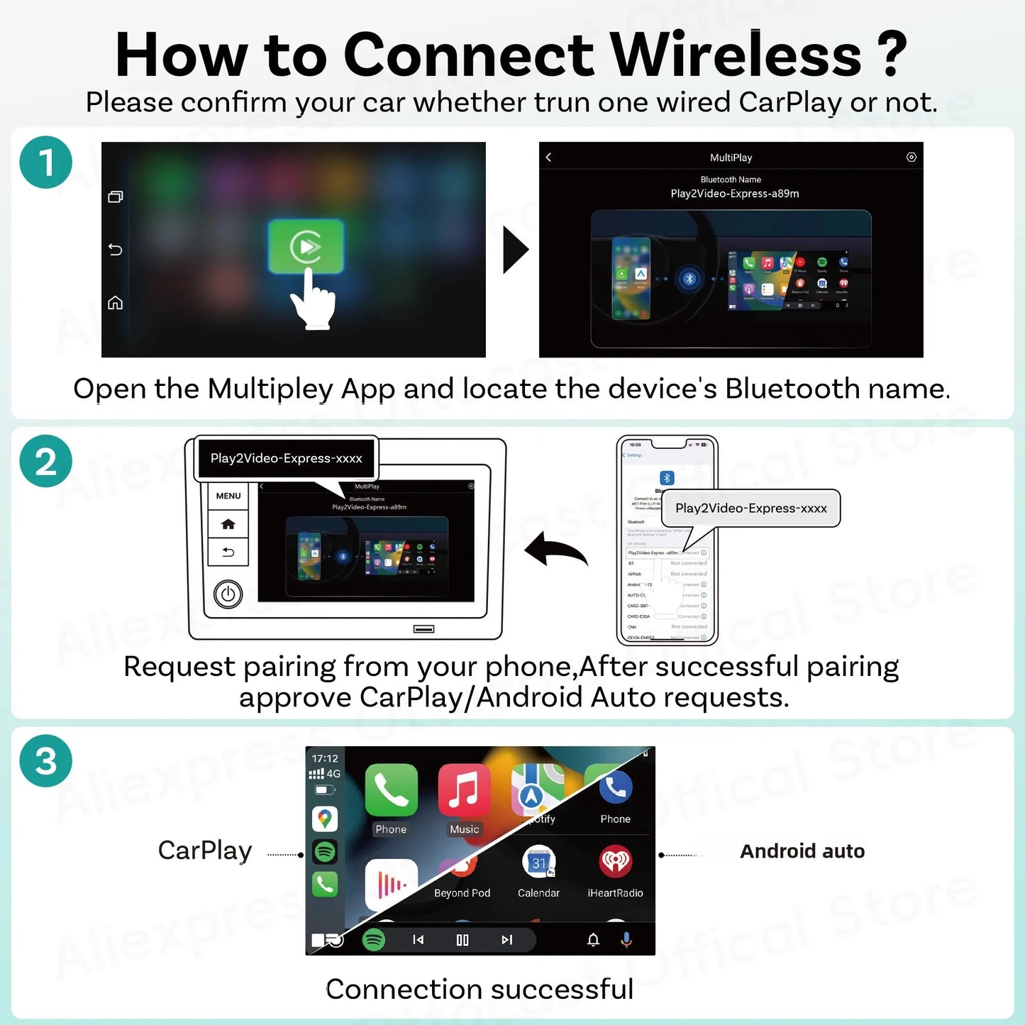 OTTOCAST Play2Video Express Wireless CarPlay Video AI Box