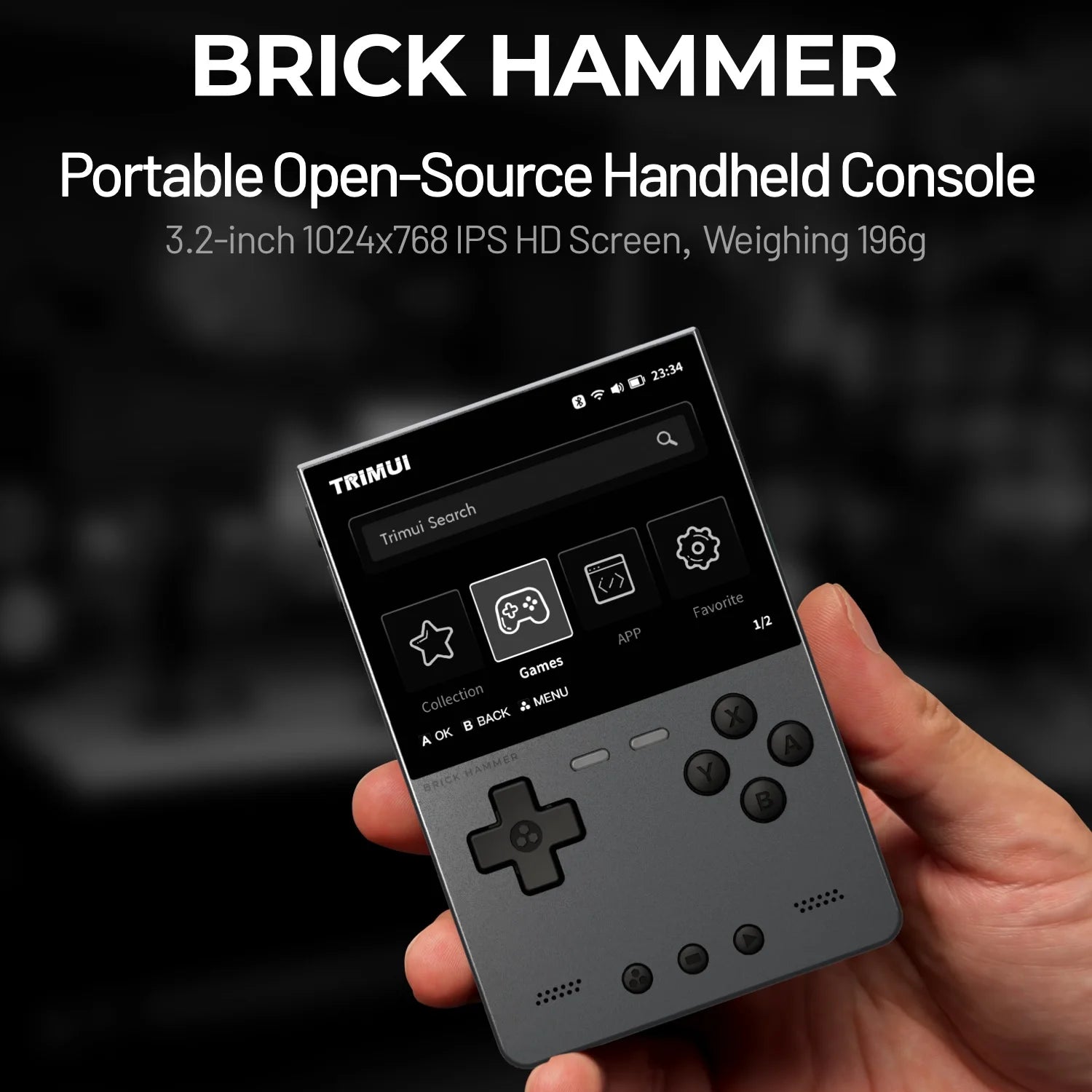 TRIMUI Brick Hammer Portable Handheld Game Player CNC Full Metal 3.2'' IPS Screen Retro Games Linux System Video Gaming Device - Limetastore