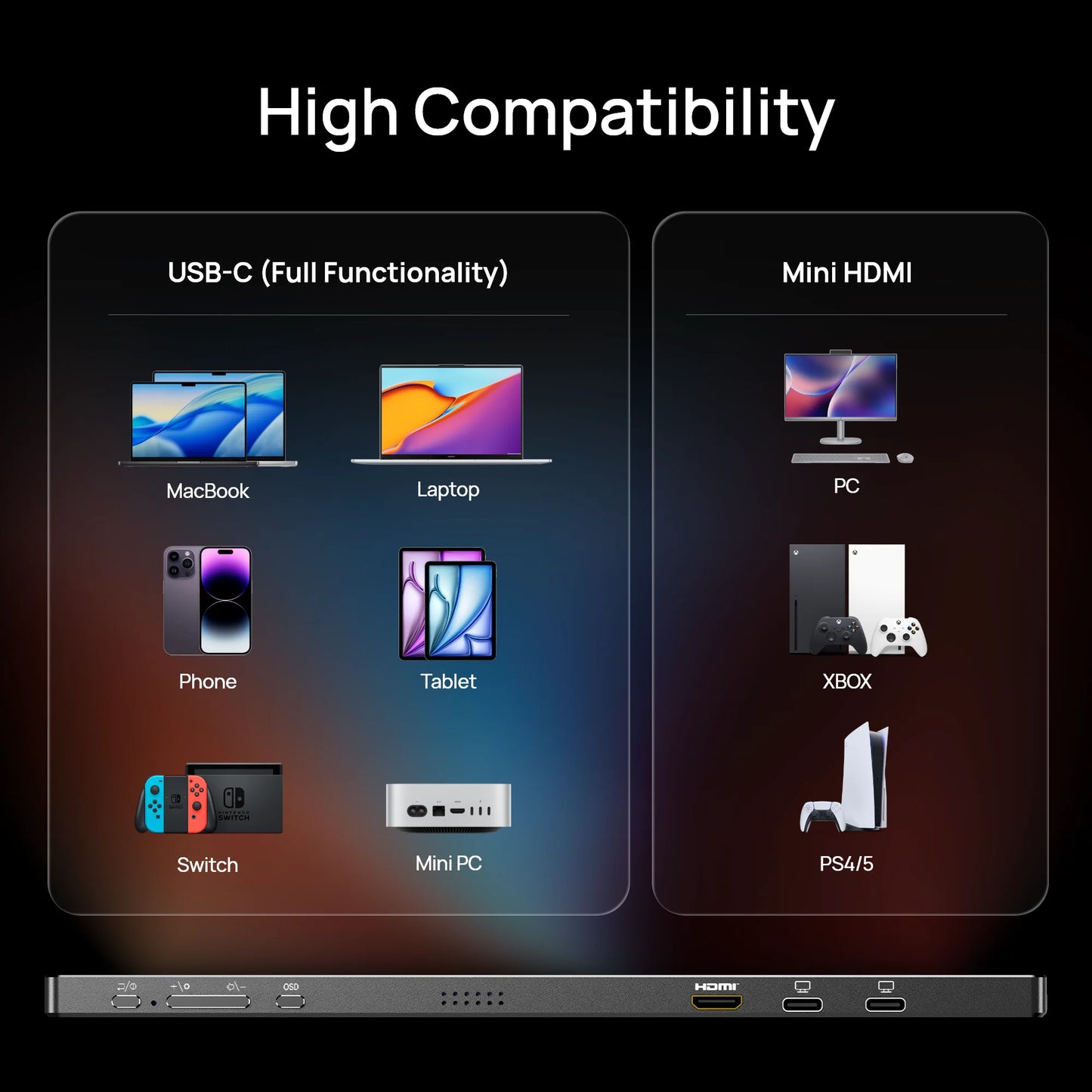 ARZOPA Z1FC 16.1" Portable Gaming Monitor | 144Hz, 1080P FHD, 100% sRGB, IPS, USB‑C & HDMI