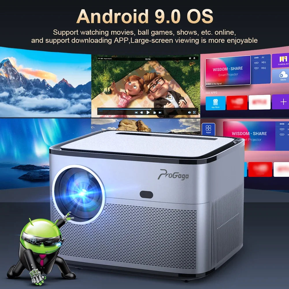 PG550W Smart Full HD Projector – Instant Auto Focus, Native 1080P, 4K Support, Android OS & WiFi Portable 3D