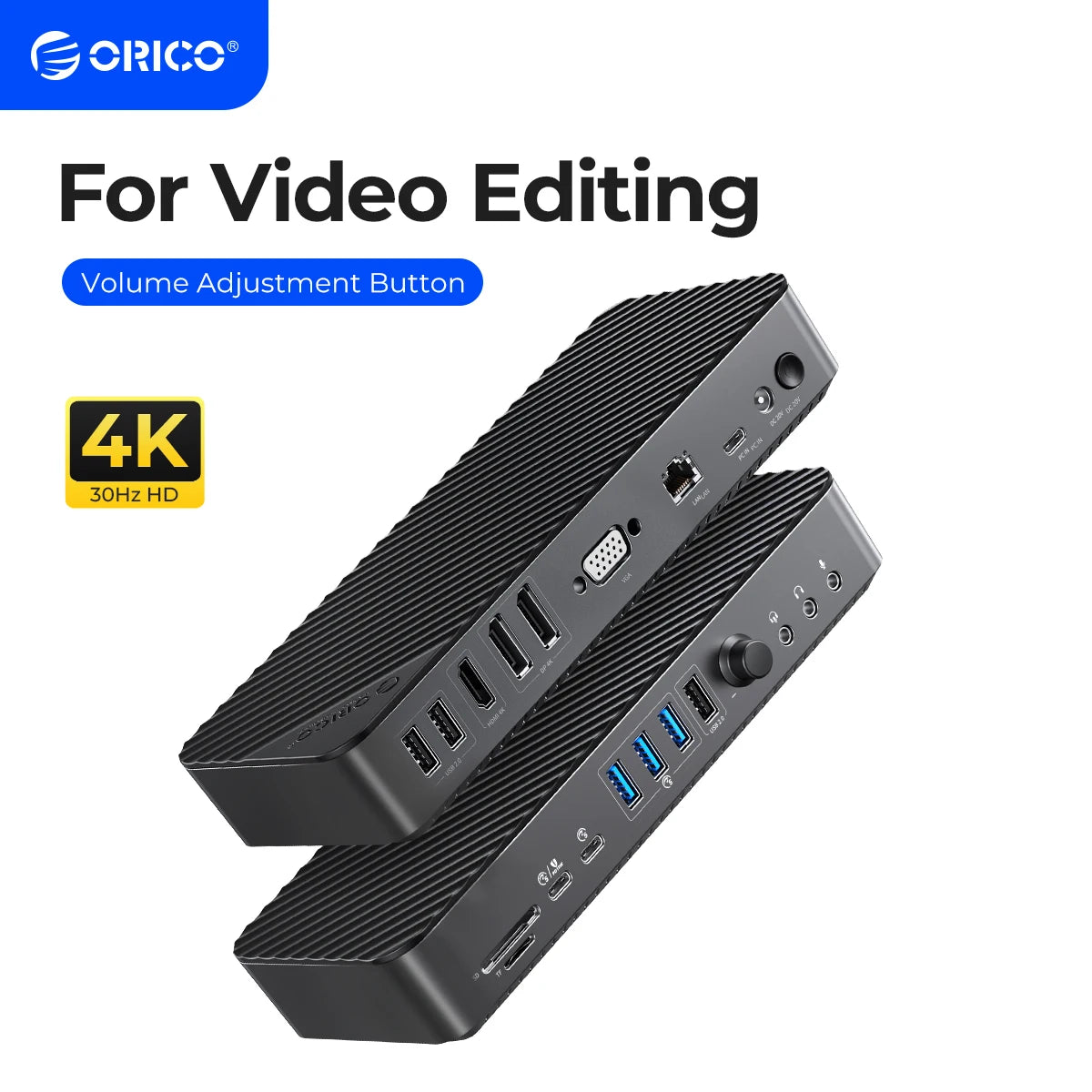 ORICO 19-v-1 USB-C namizna priklopna postaja s 4K HDMI, VGA, RJ45, PD polnjenjem