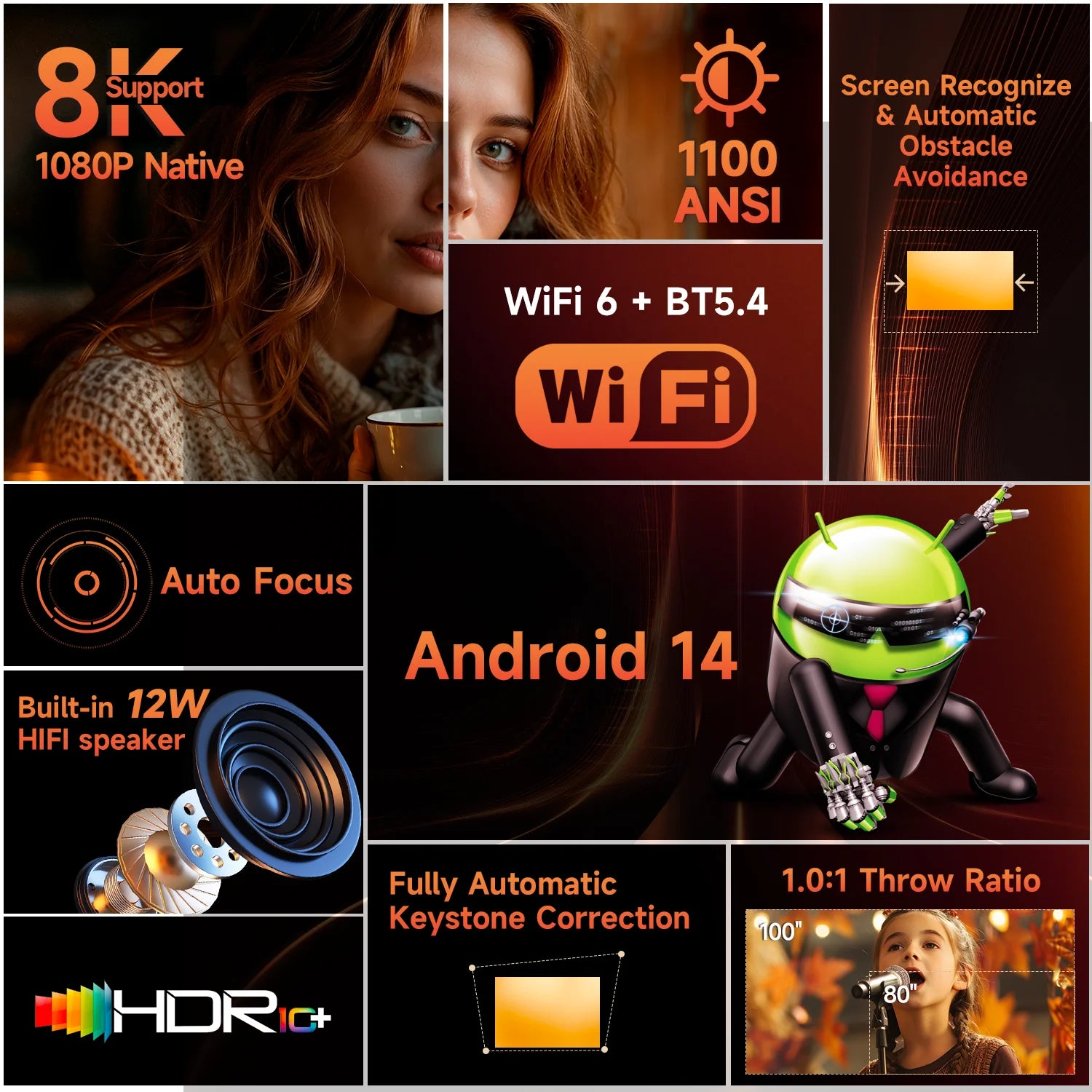 Magcubic HY450 MAX Smart Projector | 1100 ANSI 1080P | Android 14 & 8K Support