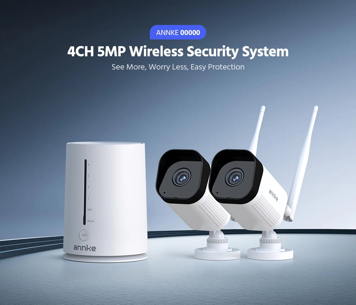 ANNKE 3MP/5MP Wireless CCTV System | 4CH NVR, Night Vision, IP66 Outdoor Cameras