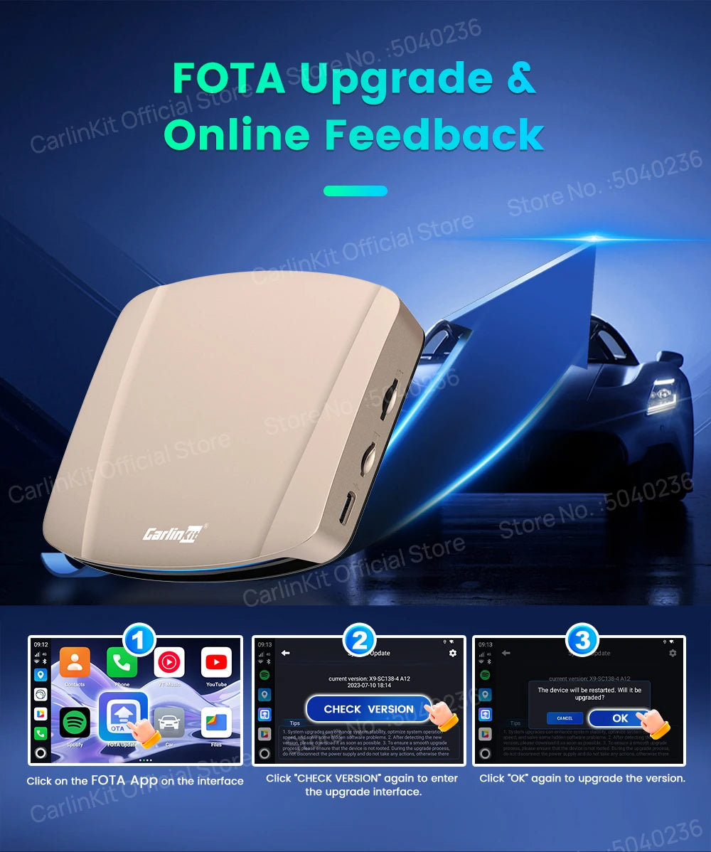 CarlinKit Tbox‑Ultra Android 15 8+128GB Wireless CarPlay AI Box