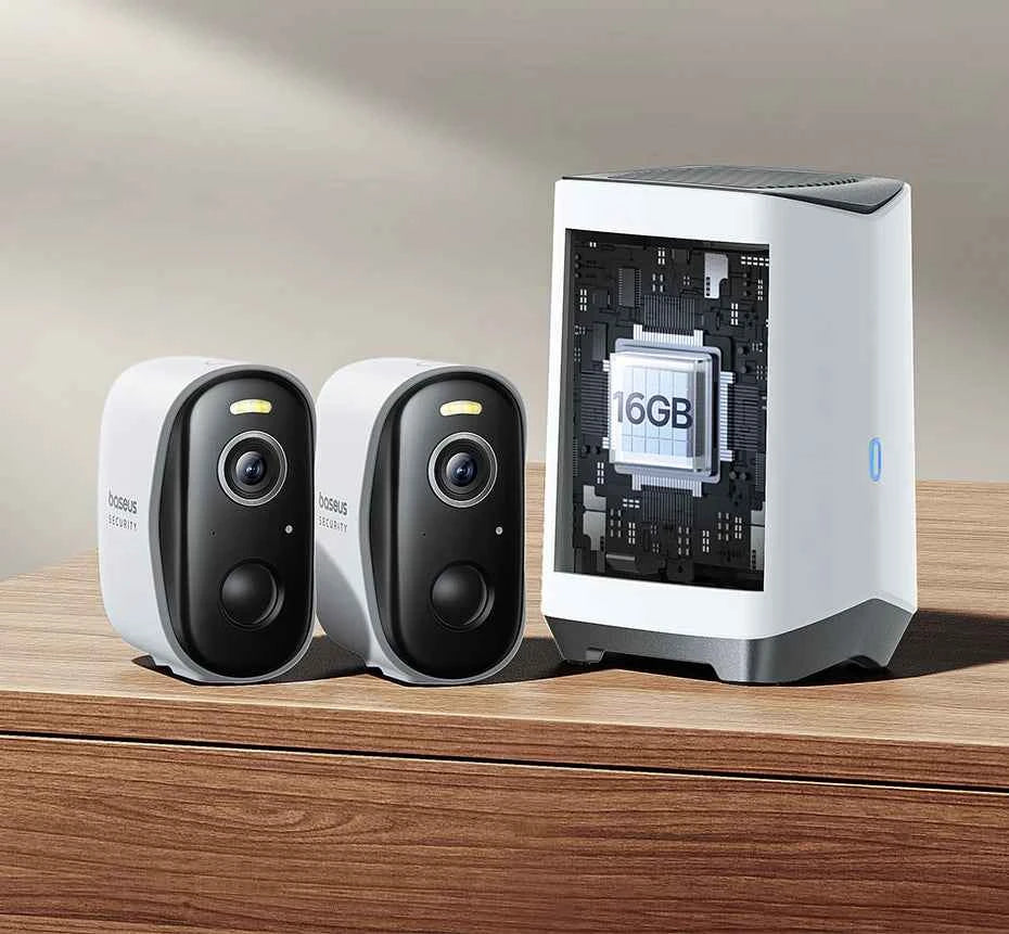Baseus Security Protection Outdoor Camera N1 Series 2K 2-Cam Kit Wireless Home Security 210-Day Battery Life HomeKit 16TB Memory - Limetastore