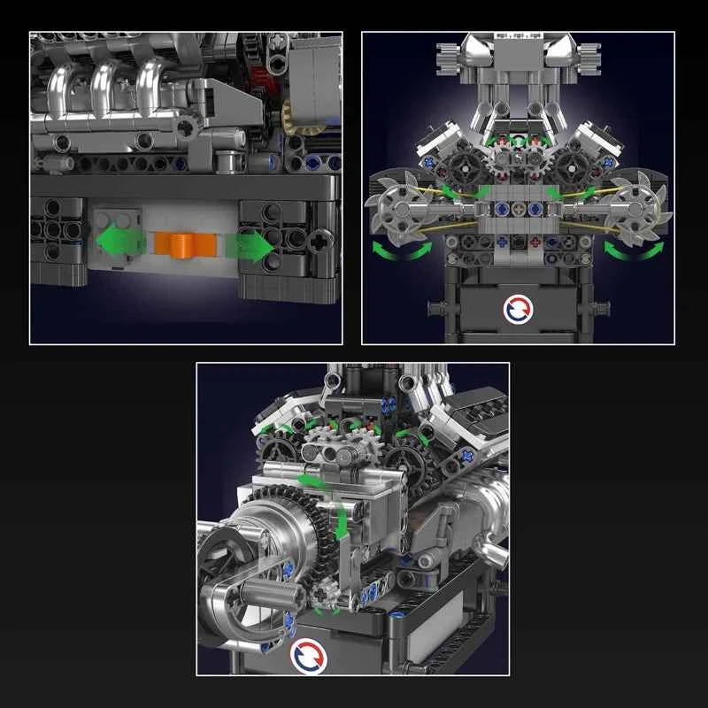 Mould King 10206 Motorized MCL Sport Car V8 Engine Building Set - Limetastore
