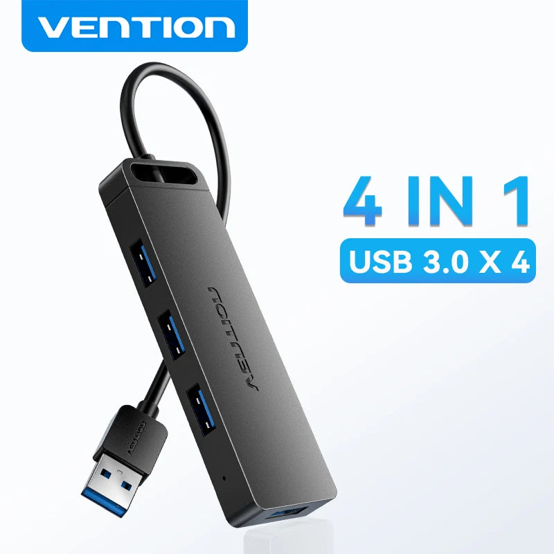 Vention USB 3.0 Hub 4‑Port | 5Gbps High‑Speed Multiport Splitter for Laptop & Desktop