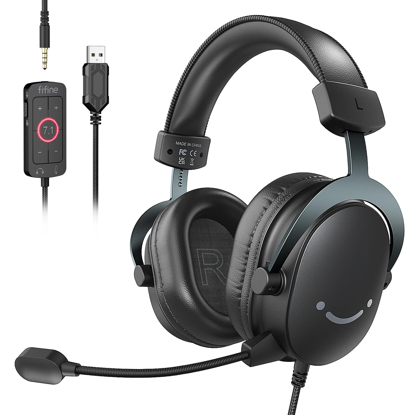 FIFINE Ampligame H9W White Gaming Headset | 7.1 Surround Sound & Dual 3.5mm/USB
