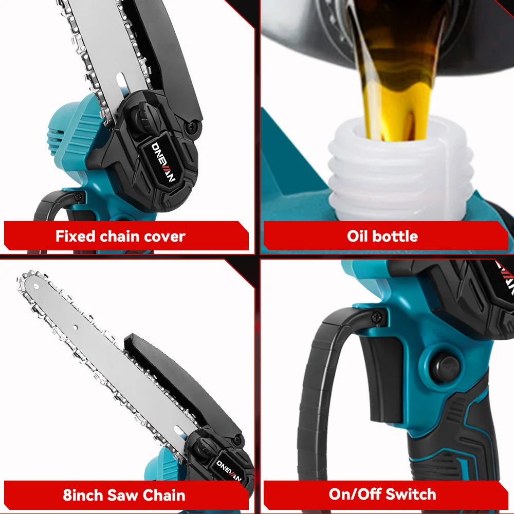 ONEVAN 5500W Brushless Telescoping Pole Saw | 8" Chain, Extendable, High‑Branch Pruning, Battery Powered