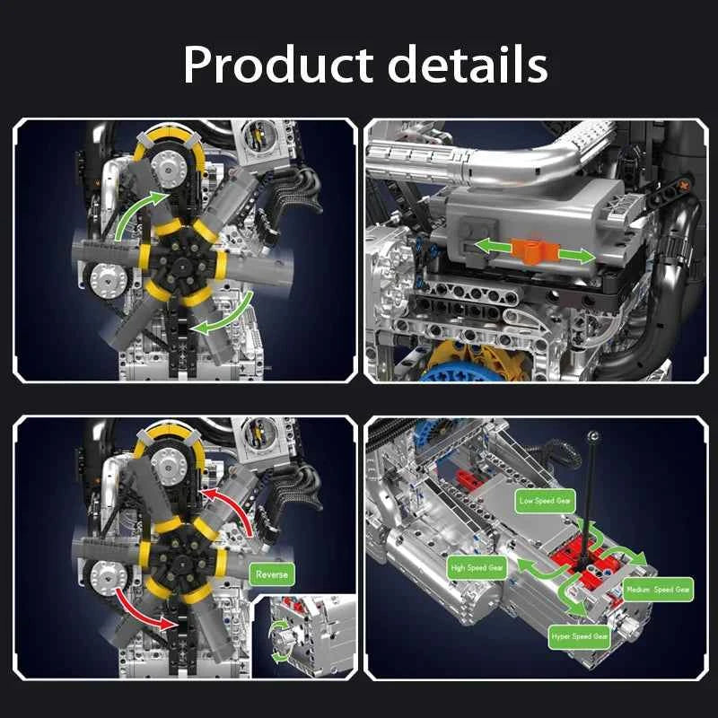 Mould King 10214 Motorized Rotary Piston Engine Building Set - Limetastore