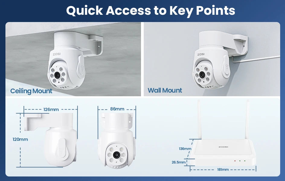 ZOSI 3K Wi‑Fi 6 Security Camera System – 8CH 4K WiFi NVR with 5MP Auto‑Tracking Pan‑Tilt Cameras