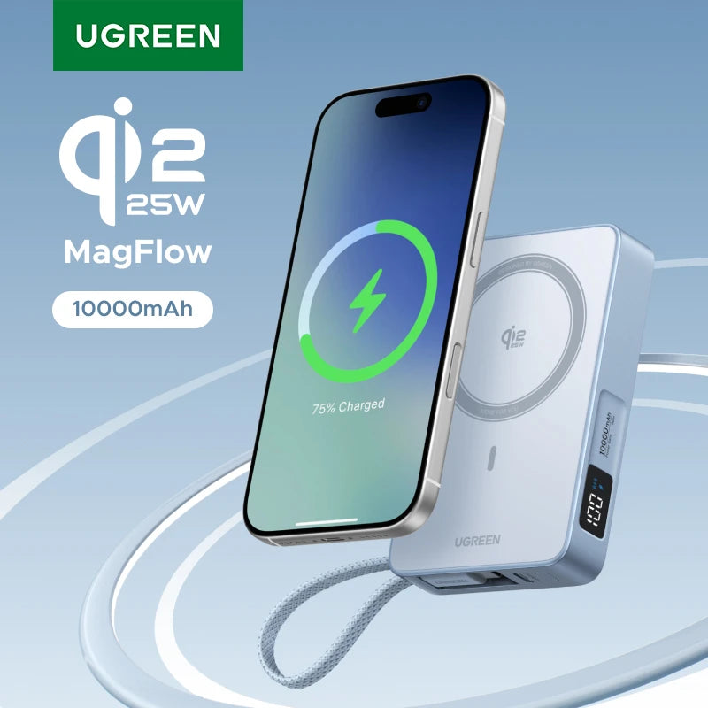 UGREEN Qi2.2 25W Magnetic Power Bank – 10000mAh Fast Charging External Battery