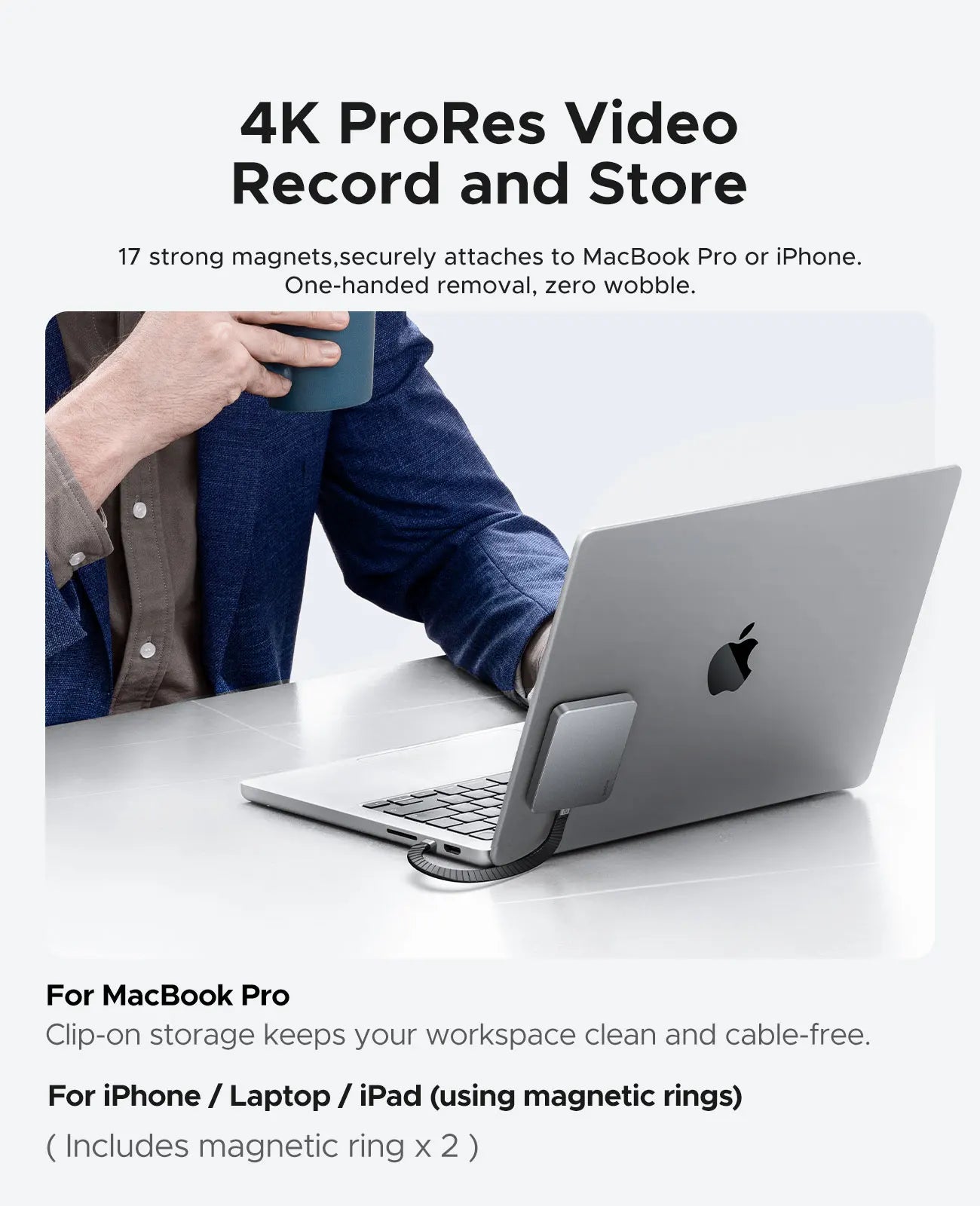 ORICO Magnetic External SSD for MacBook Pro with PD100W Charging, 4K ProRes HDR