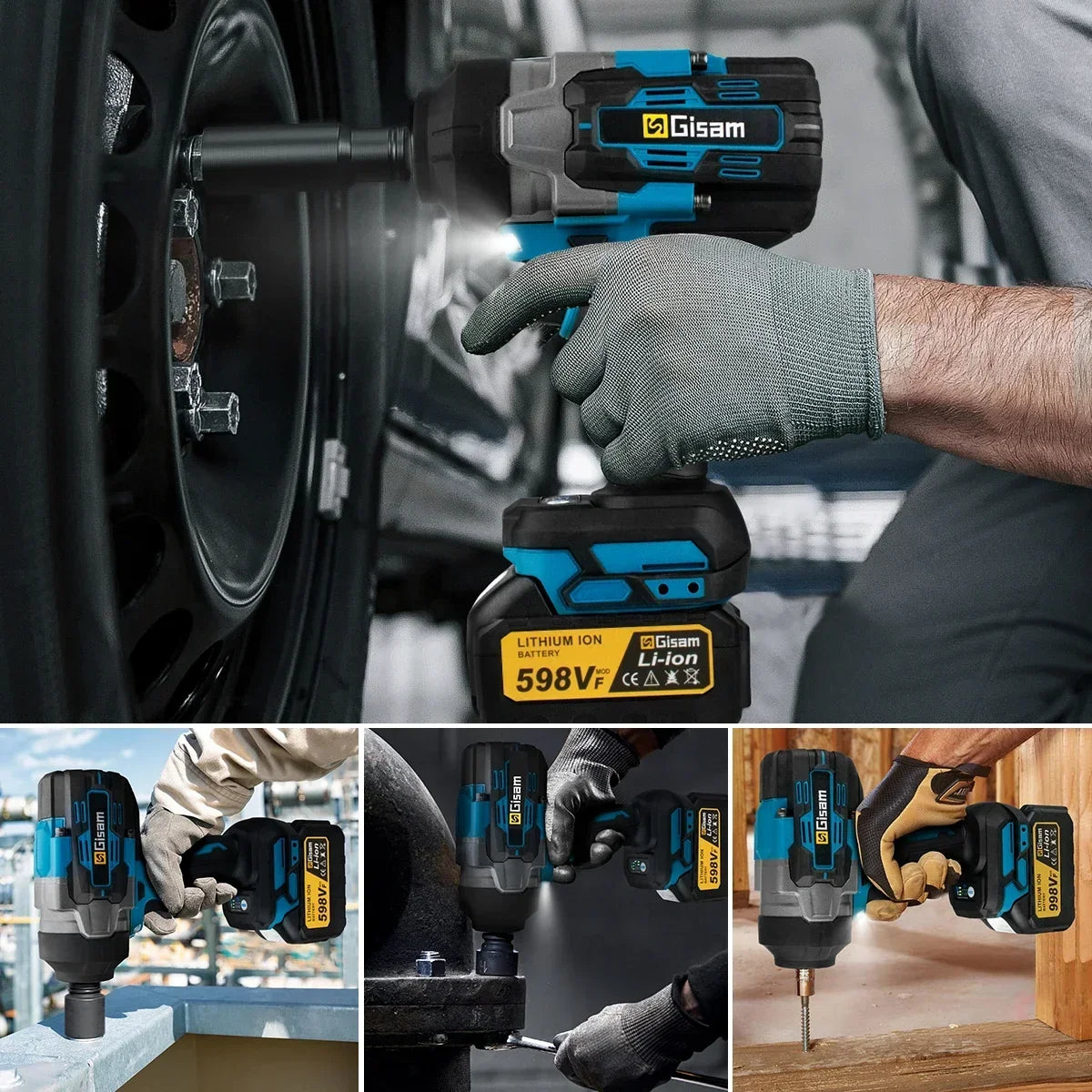 Gisam 2800N.m Brushless Impact Wrench 1/2" for Makita 18V