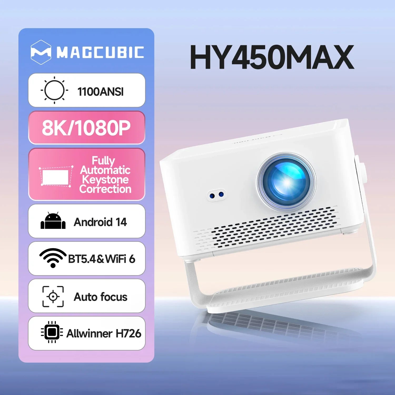 Magcubic HY450 MAX Smart Projector | 1100 ANSI 1080P | Android 14 & 8K Support