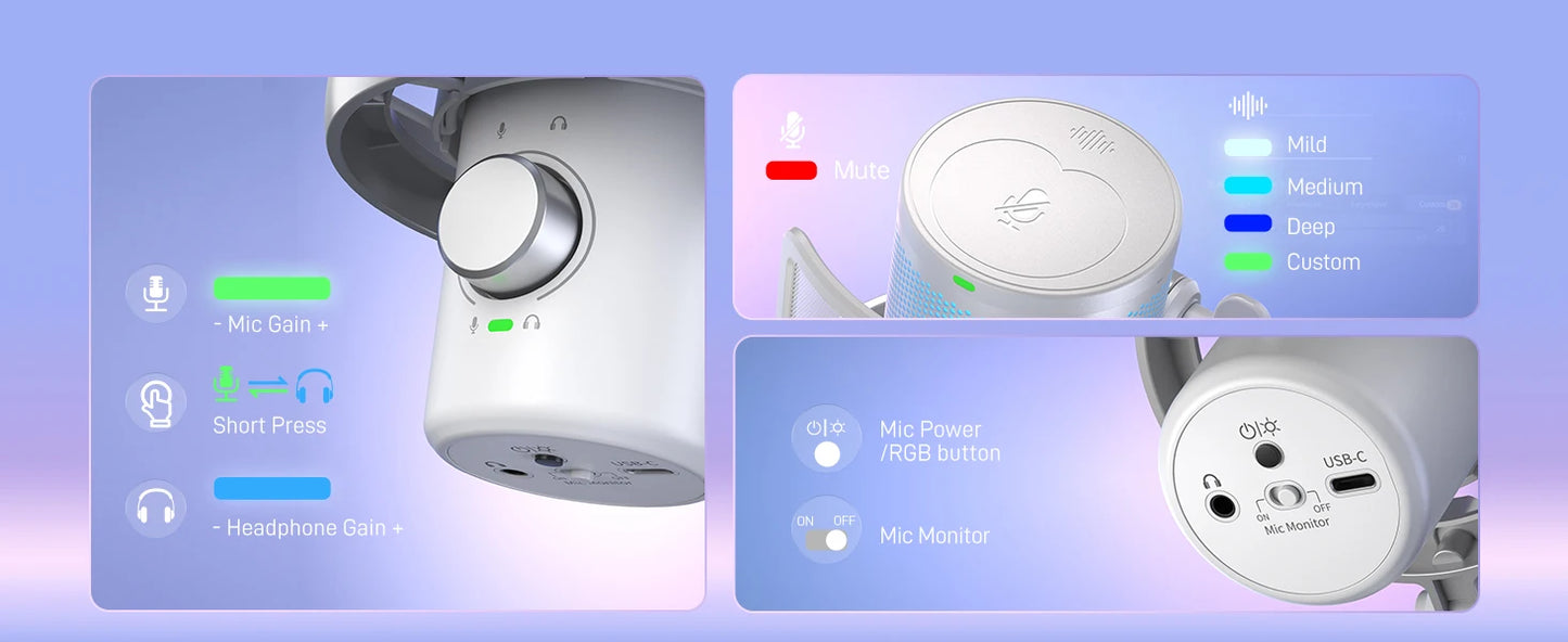 Maono DM40 – Wireless USB Condenser Microphone | AI Voice Changer, Noise Reduction & RGB Mic for Gaming, Streaming & PC Recording