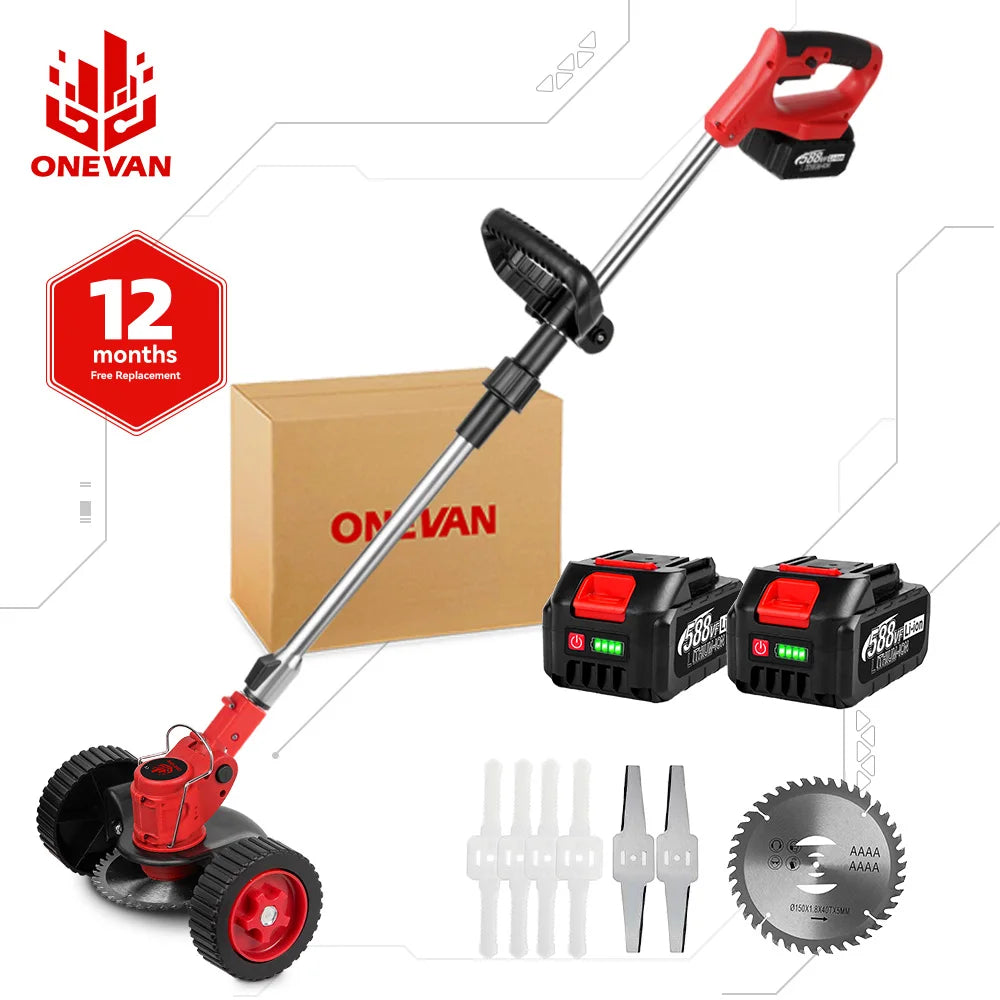 ONEVAN 20,000 RPM Cordless Grass Trimmer | Adjustable Foldable Telescopic Lawn Mower for 21V/18V Battery