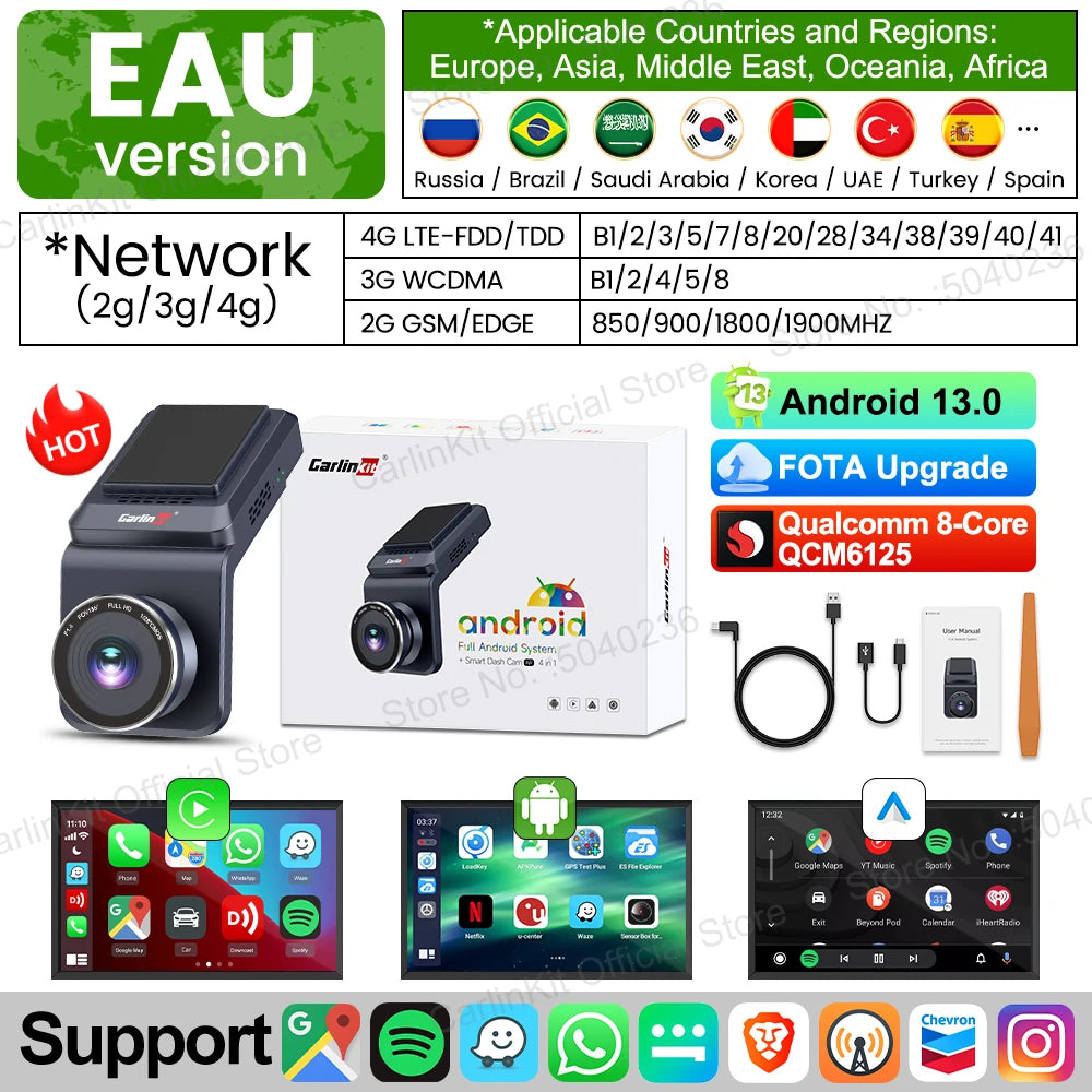 CarlinKit Android 13 8‑Core 8+128GB Wireless CarPlay AI Box