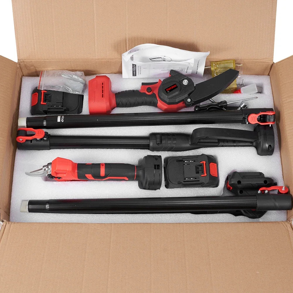 3‑in‑1 Brushless Telescoping Pole Chainsaw | Electric Pruner, Hedge Trimmer & Scissors